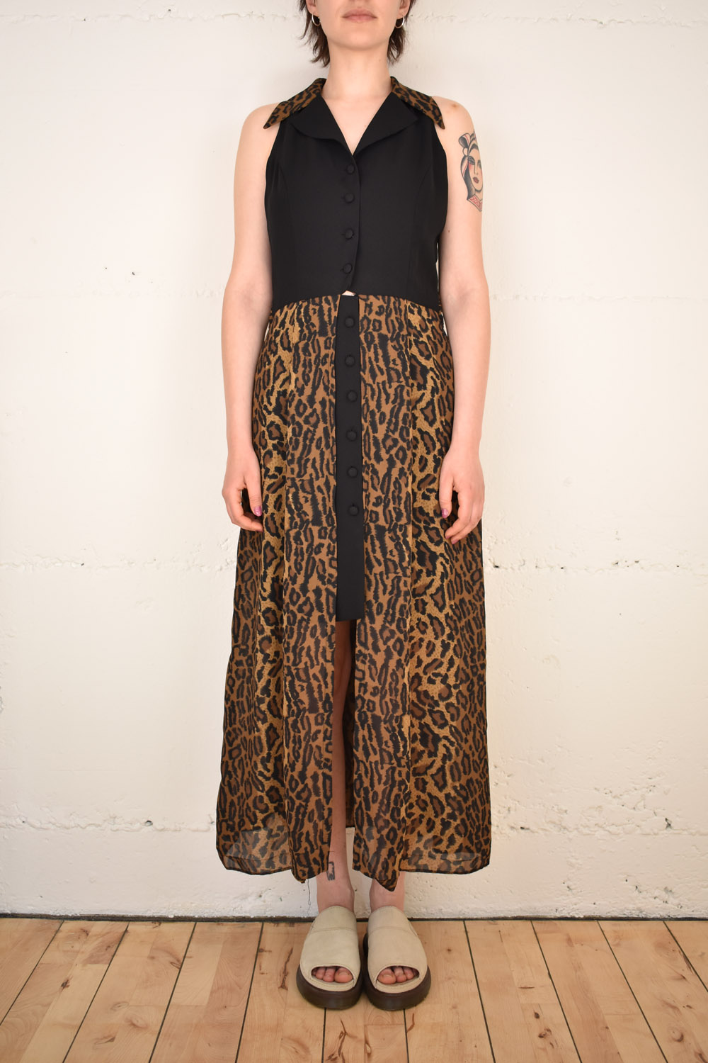 80er Jahre Zwei-Lagen-Kleid Gr. 38