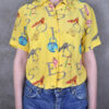 Kurzarm Bluse gelb 80s Größe M