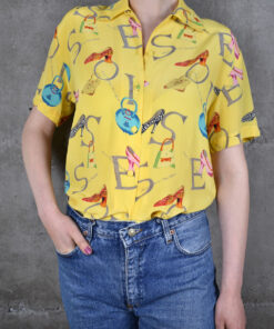 Alternative view of Kurzarm Bluse gelb 80s Größe M