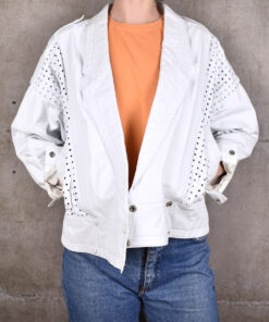 80s Lederjacke Weiß Größe 40
